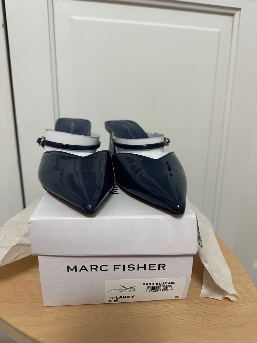 Marc Fisher Dark Blue Patent Pointed-Toe Mule